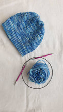 Load image into Gallery viewer, ZigZag lace hat pattern and hand dyed yarn kit to knit a hat in aran One Creative Cat
