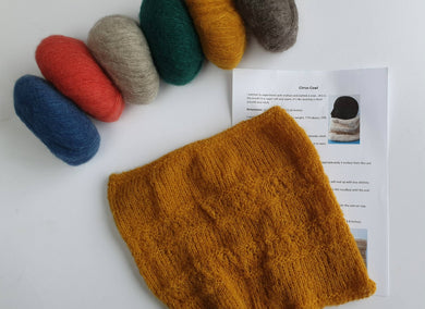 Cirrus cowl printed pattern and yarn knitting kit One Creative Cat