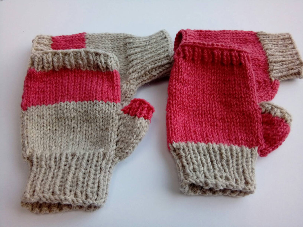 Hand knitted fingerless gloves, Albaron alpaca hand warmers One Creative Cat