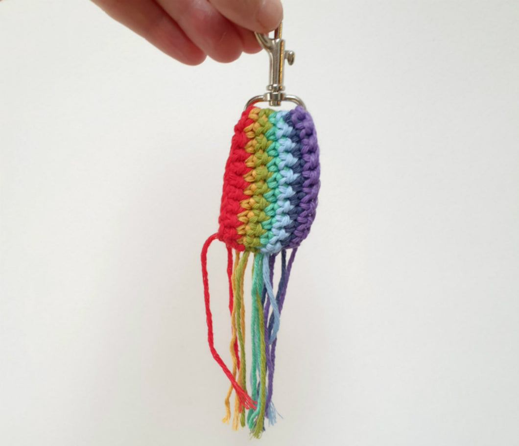 Kit Rainbow key fob crochet pattern, Make it yourself, DIY key ring One Creative Cat