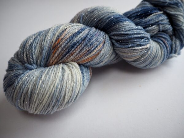 hand dyed yarn in grey and peach